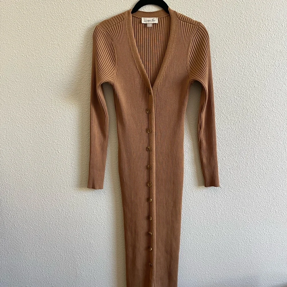 Harper Rose Long Sleeve Ribbed Sweater Dress in Camel Women’s Small - Picture 3 of 9